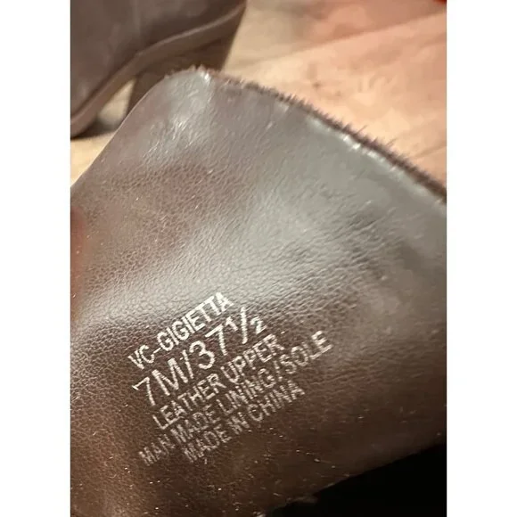 Vince Camuto Gigietta Suede Back Zip Chelsea Booties Brown 7- NWOB - Picture 7 of 8